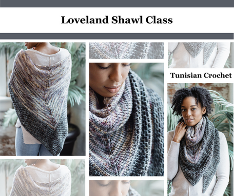 Tunisian Crochet Loveland Shawl Class     Mondays  6:00-8:00 PM     November 11, 25 & Dec 2