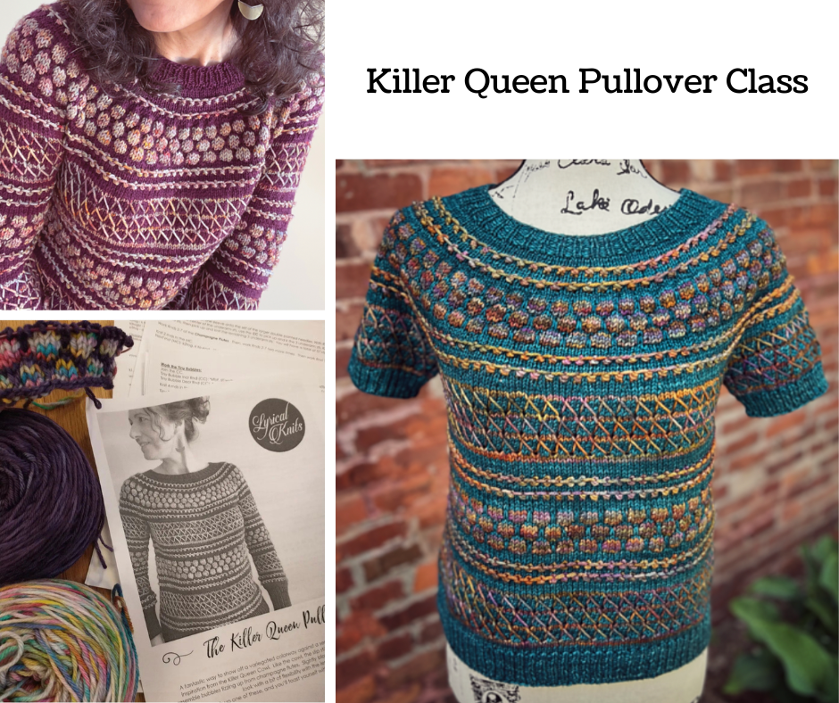 Killer Queen Pullover Class  Wednesdays, Sept 6, 13, 27, Oct 11, 18   6-8 pm