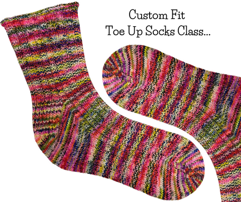 Knit Custom Fit, Toe Up Socks: Mondays April 8, 22, May 6 from 6-8 pm