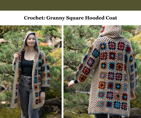 Crochet: Granny Square Hooded Coat       Wednesdays 6-8 PM      March 5, 12, 26 & April 2nd