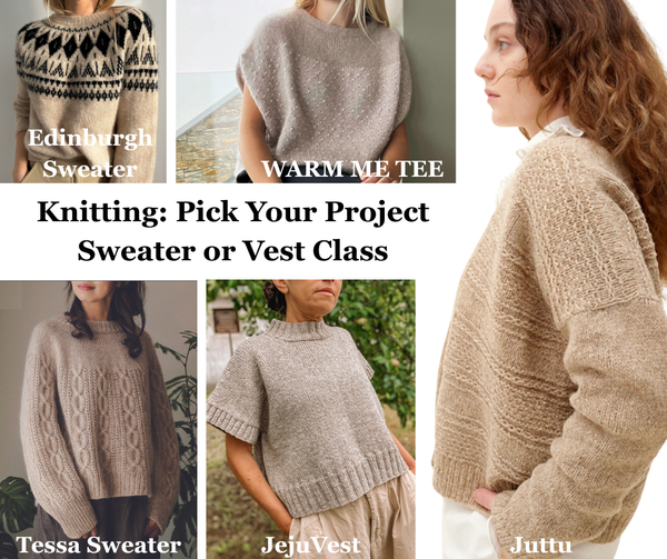 Knitting: Pick Your Project    Sundays.  11:30 - 1:30PM       February 15, 22 & Mar 1, 8 & 22nd - beWoolen