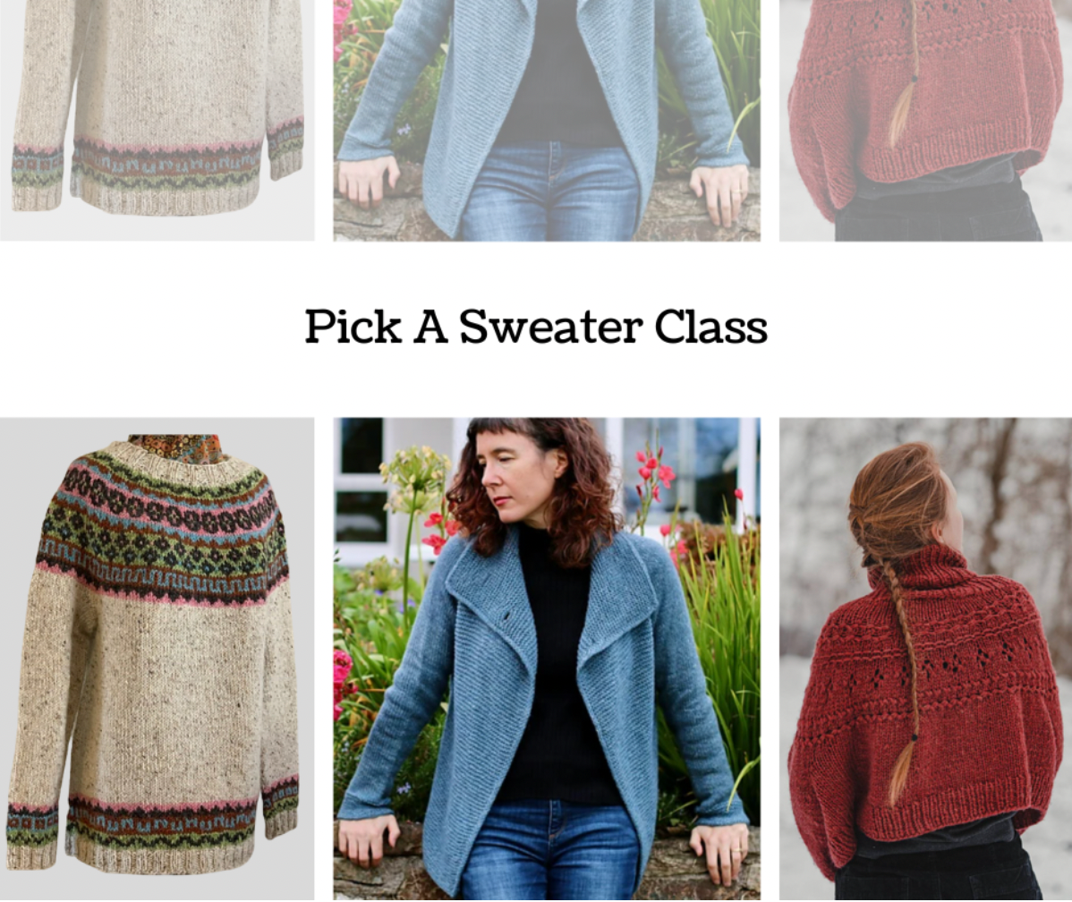 Knit ANY Sweater: Class  with Miss Deb  - Sundays, Feb 4, 11, 25, March 3 & 17     11:30-1:30