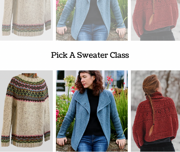 Knit ANY Sweater: Class with Miss Deb  - Sundays 11:30-01:30 PM   January 5, 12, 26, February 2 & 9th