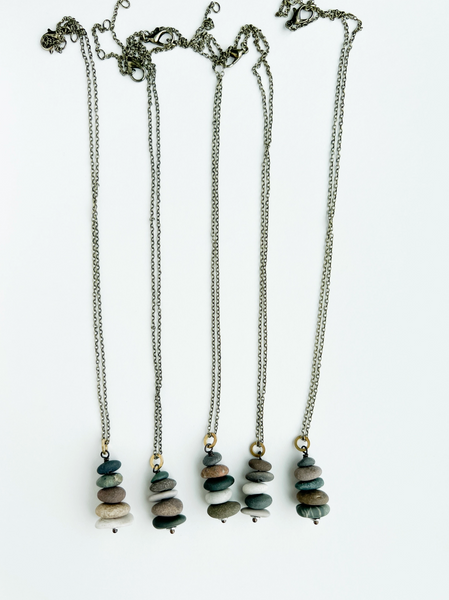 Lake Stone Cairn Charm Necklaces - beWoolen